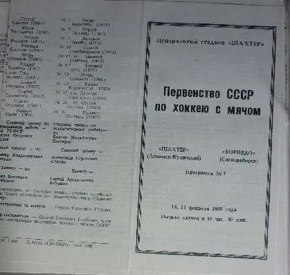 Шахтер(Ленинск-Кузнецкий) - Торпедо(Сосновоборск) - 1988/89