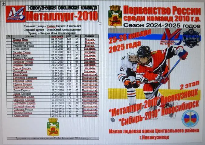 Металлург-2010(Новокузнецк) - Сибирь-2010(Новосибирск) - 20024/25 - 2 этап