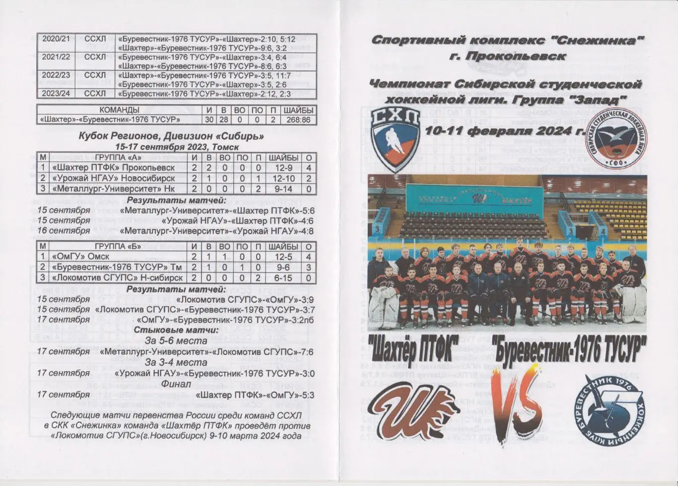 Шахтер ПТФК(Прокопьевск) - Буревестник-1946 ТУСУР(Томск) - 2023/24