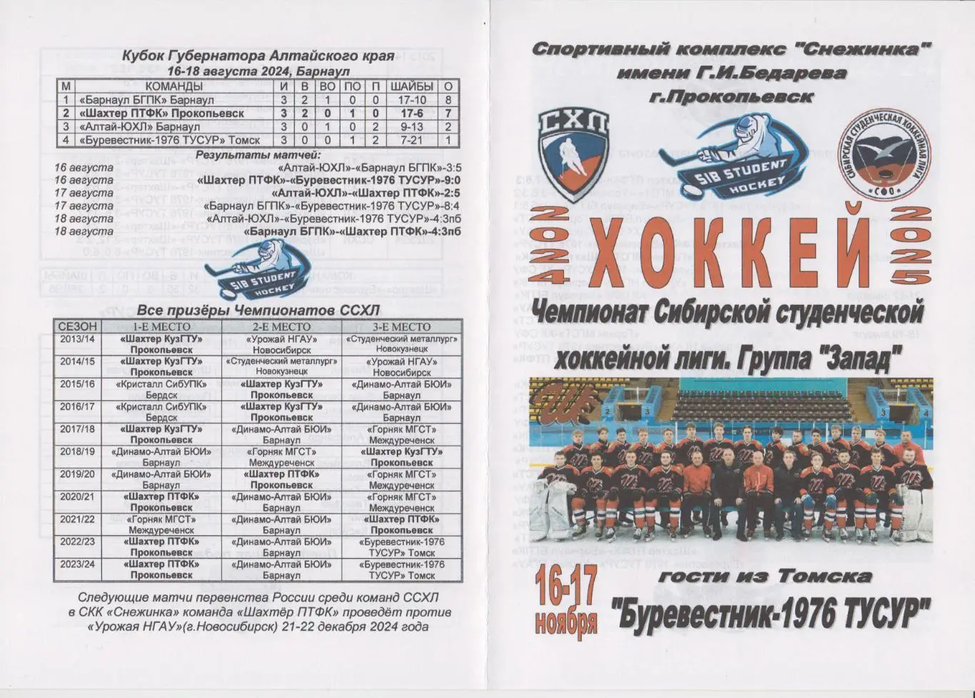 Шахтер ПТФК(Прокопьевск) - Буревестник-1976 ТУСУР(Томск) - 2024/25