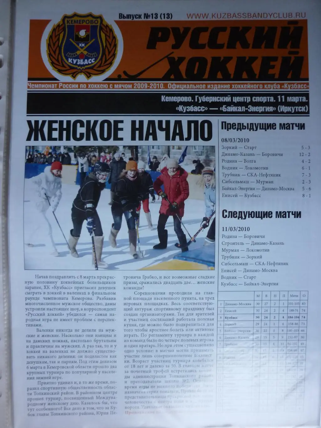 Кузбасс(Кемерово) - Байкал(Иркутск) - 2009/10