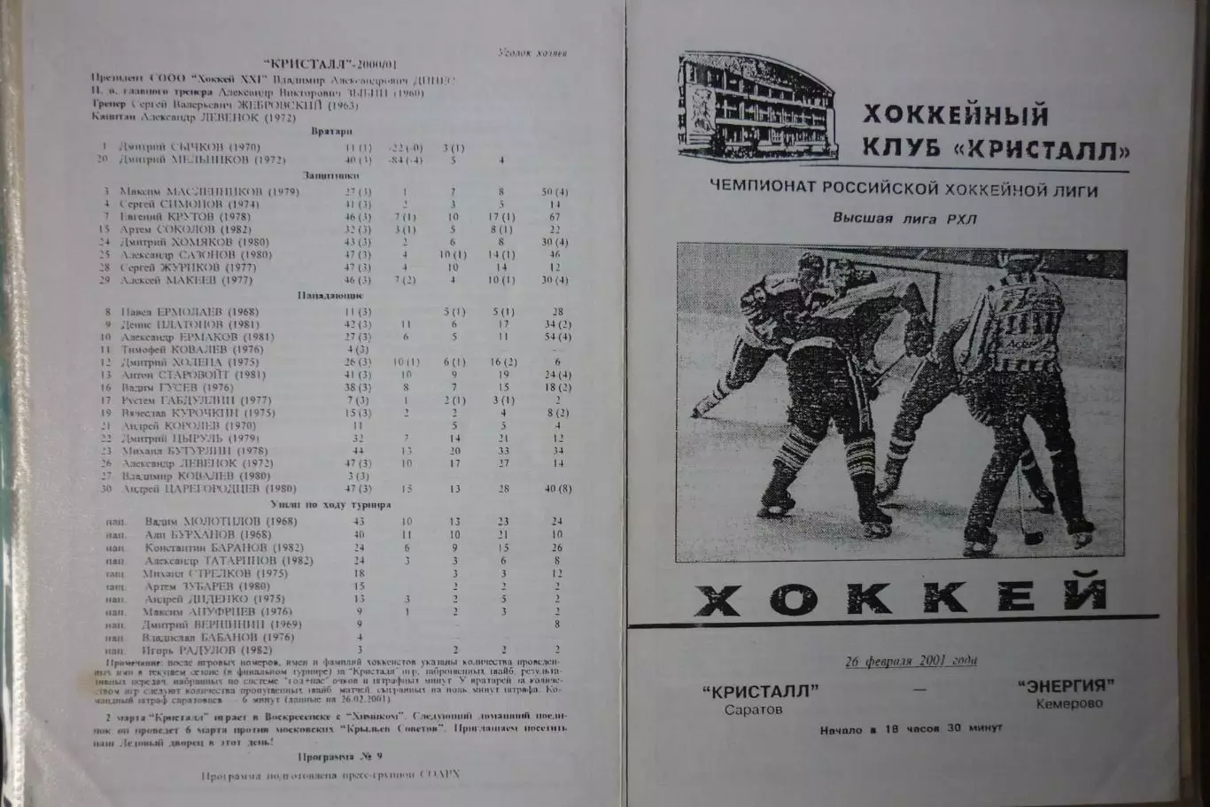Кристалл(Саратов) - Энергия(Кемерово) - 2000/01