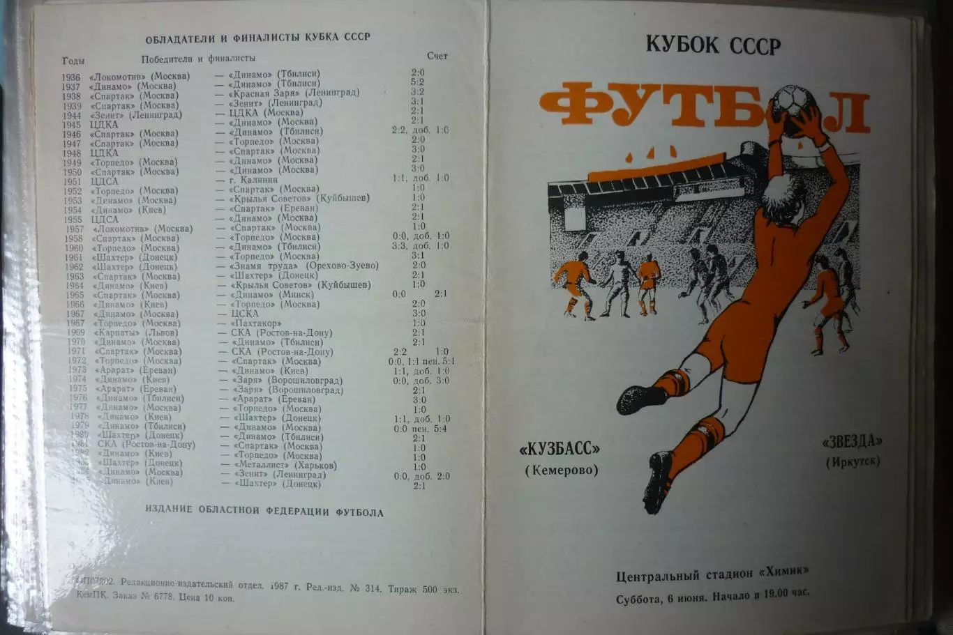 Кузбасс(Кемерово) - Звезда(Иркутск) - 1987 - Кубок СССР