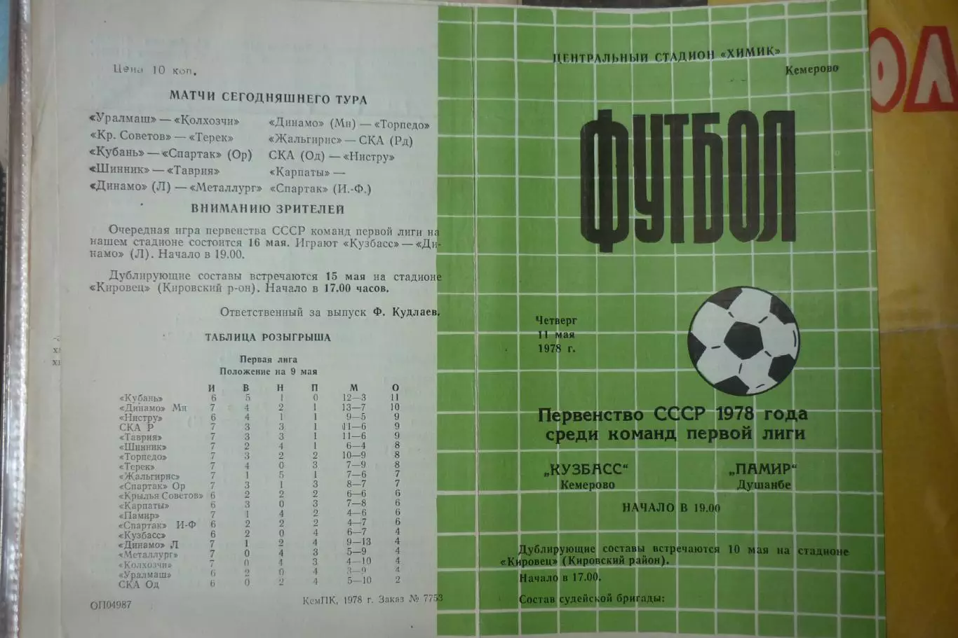 Кузбасс(Кемерово) - Памир(Душанбе) - 1978