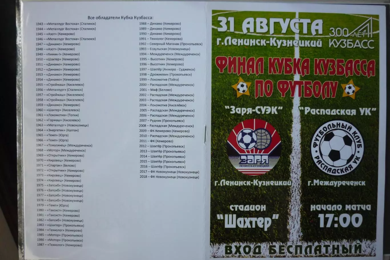 Заря(Ленинск-Кузнецкий) - Распадская УК(Междуреченск) - 2019 - Кубок Кузбасса