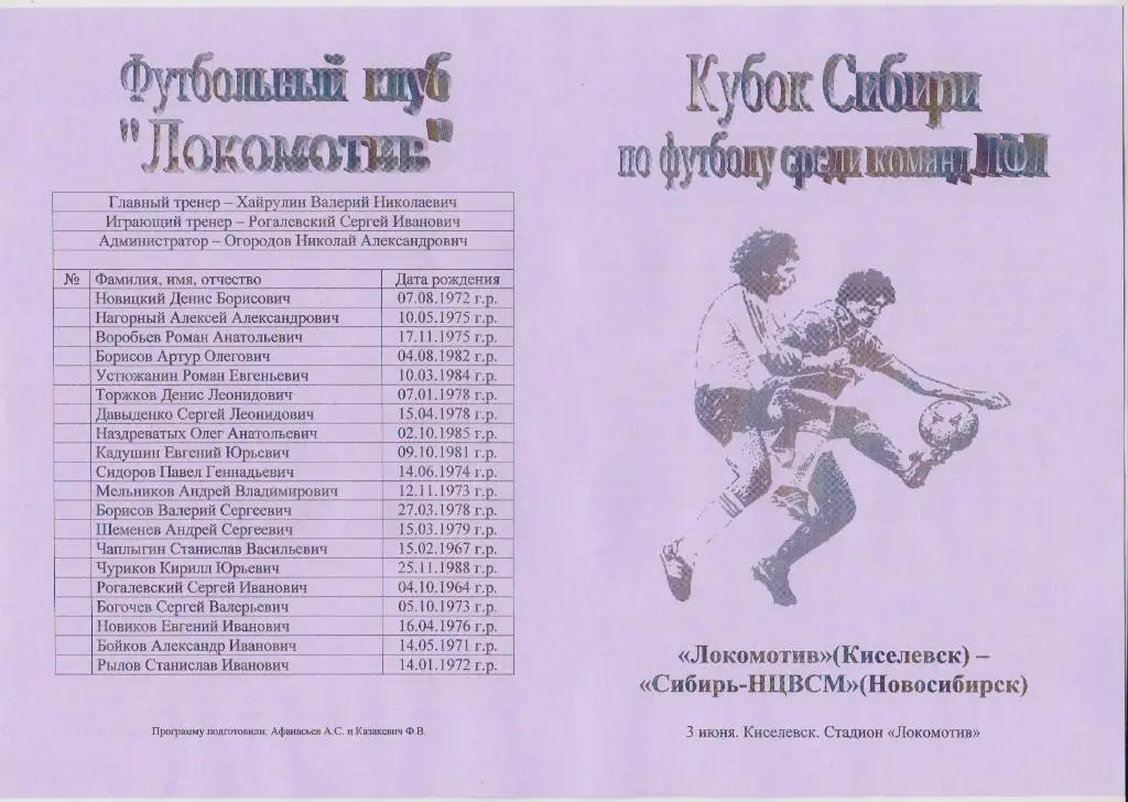 Локомотив(Киселевск) - Сибирь-НЦВСМ(Новосибирск) - 2007 - Кубок России