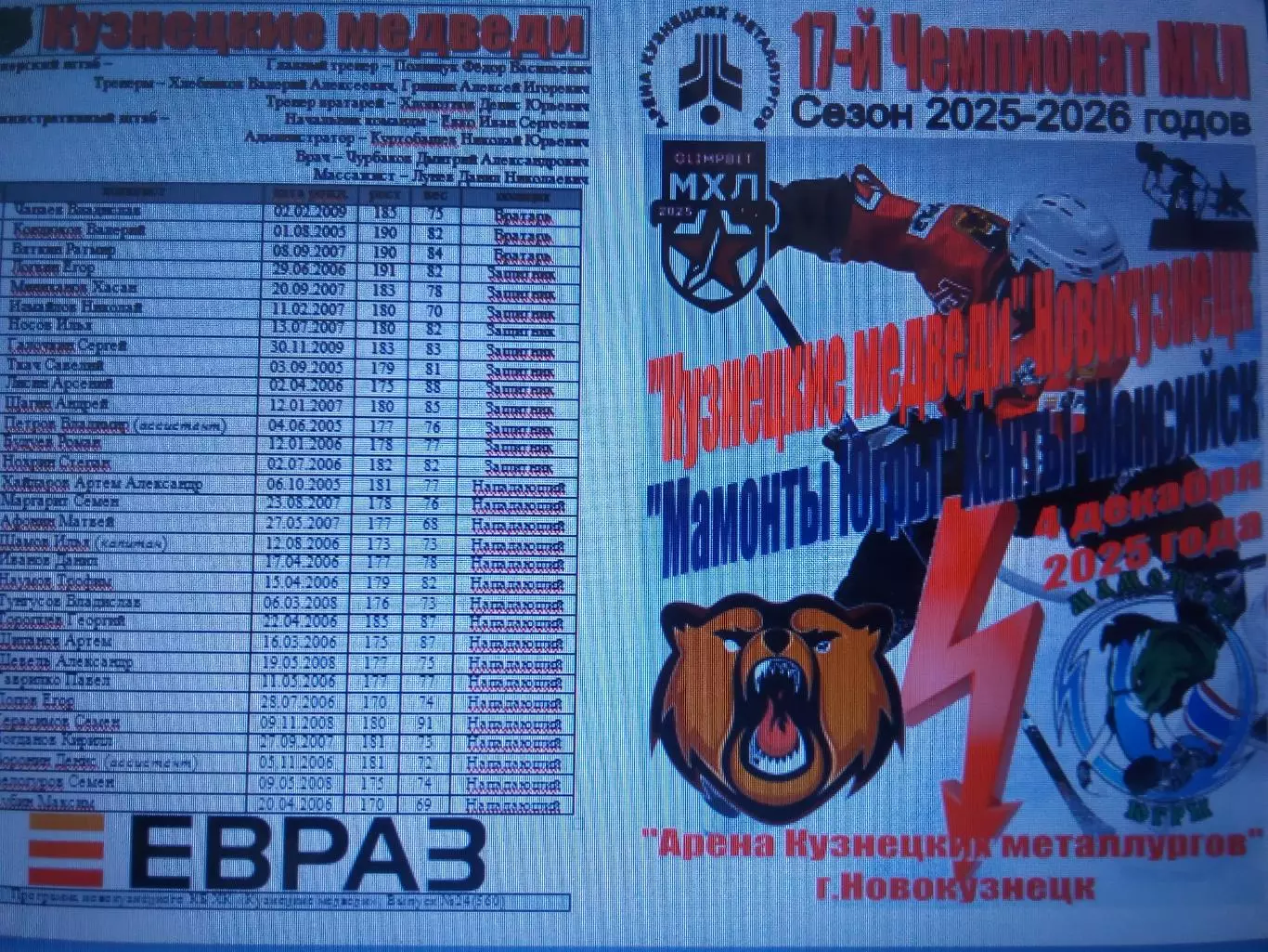 Кузнецкие медведи(Новокузнецк) - Мамонты Югры(Ханты-Мансийск) - 2025/26 - 1