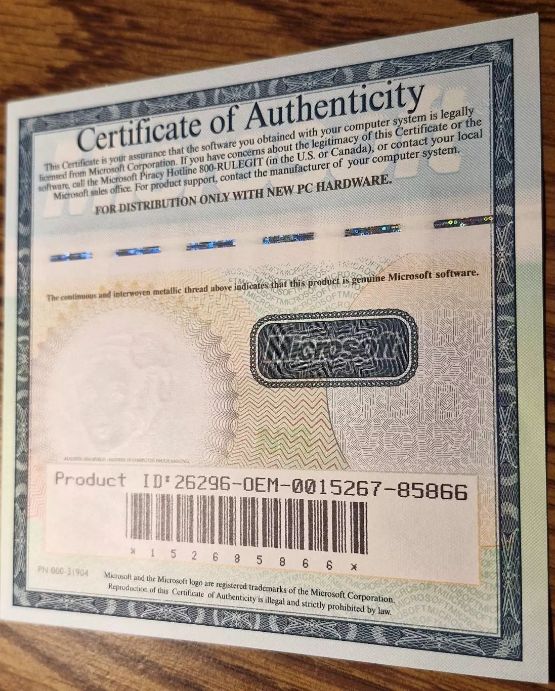 Сертификат Мiсrоsоft Cеrtificаte of Authenticity 2