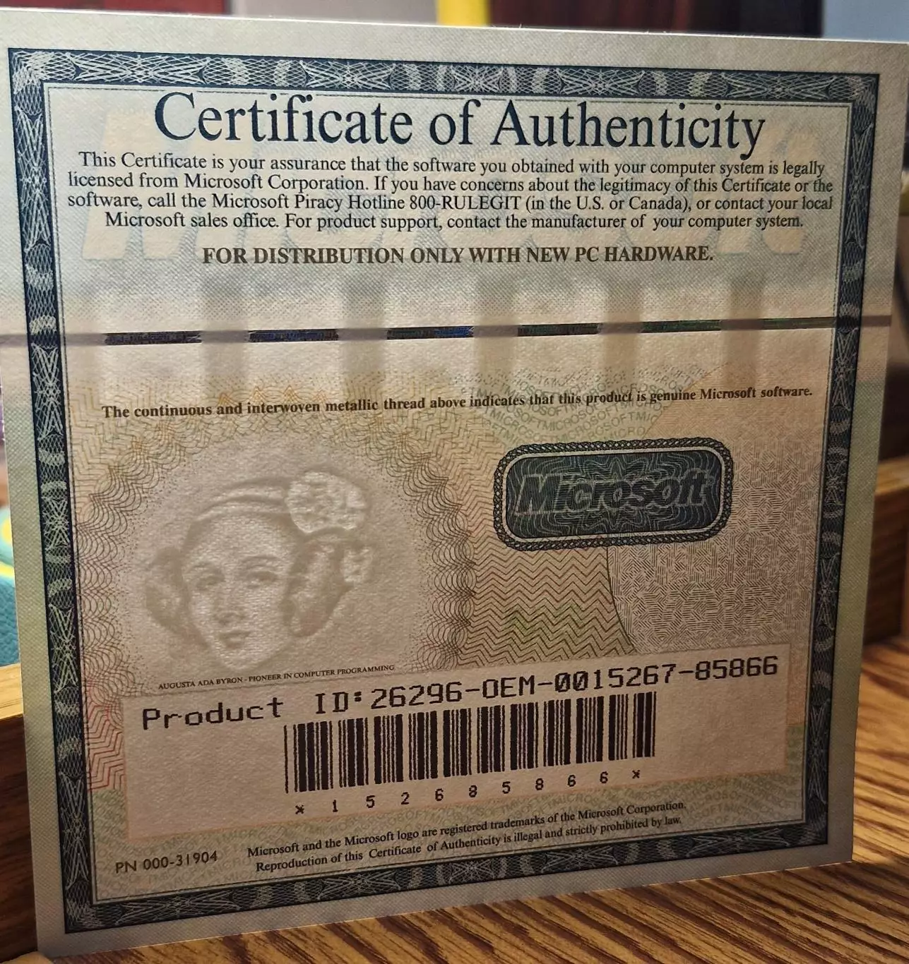 Сертификат Мiсrоsоft Cеrtificаte of Authenticity 3