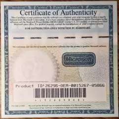 Сертификат Мiсrоsоft Cеrtificаte of Authenticity