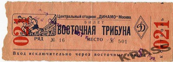 Футбол билет Динамо (Москва) - Зенит (Ленинград) 27.09.1957