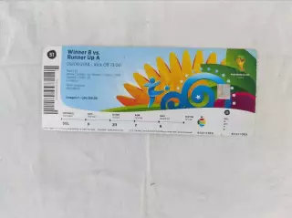 билет с Мундиаля 2014, Бразилия. Матч Колумбия-Бразилия