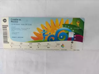 Билет с мундиаля 2014, Бразилия. Матч Хорватия-Мексика, город Ресифи