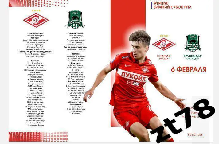 Спартак (Москва) - Краснодар (Краснодар) 6.02.2023