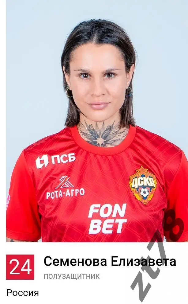наклейка Семенова Елизавета (ЖФК ЦСКА) 2025