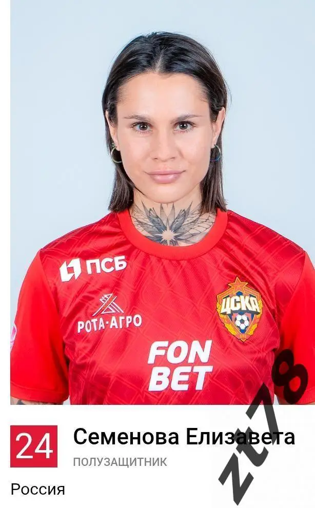 наклейка Семенова Елизавета (ЖФК ЦСКА) 2025