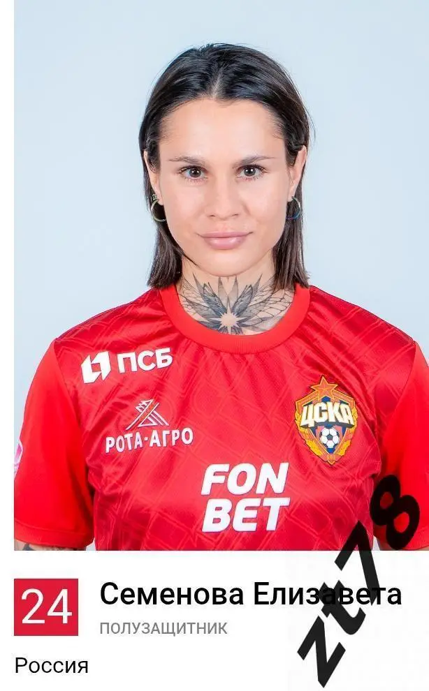 наклейка Семенова Елизавета (ЖФК ЦСКА) 2025