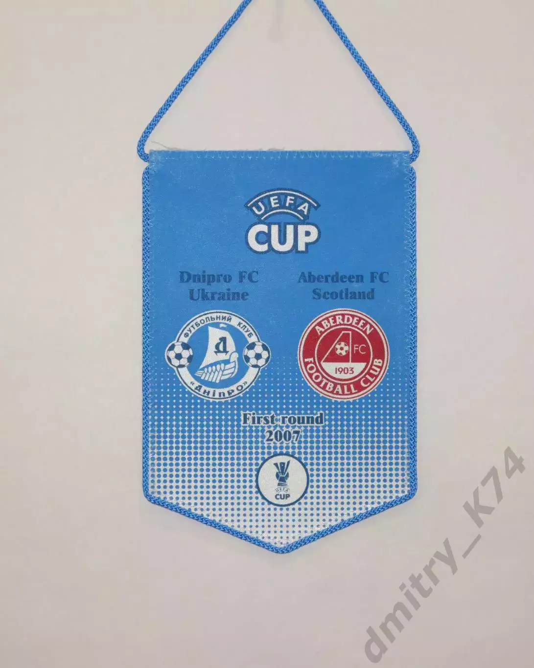 Вымпел FC DNIPRO Ukraine - FC ABERDEEN Scotland UEFA CUP 2007