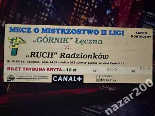 Гурник Ленчна(Gornik Leczna)-ЛКС Лодзь(Ruch Radzionk?w Радзёнкув) 31.10.2002