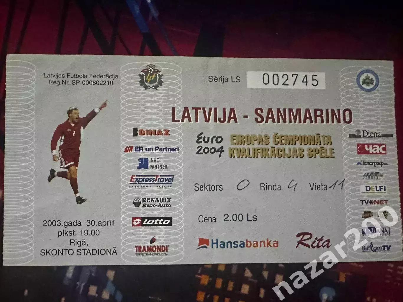 Латвія(Latvia Latvija Латвия)-Сан-Марино(San Marino) 30.04.2003