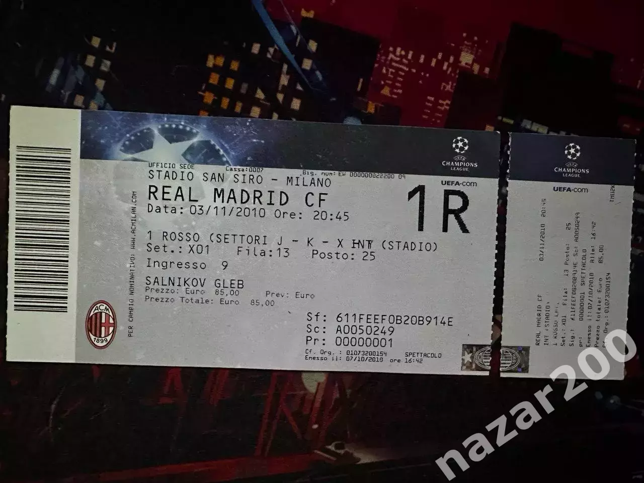 Мілан(AC Milan Милан) Реал Мадрид(Real Madrid-CF)03.11.2010