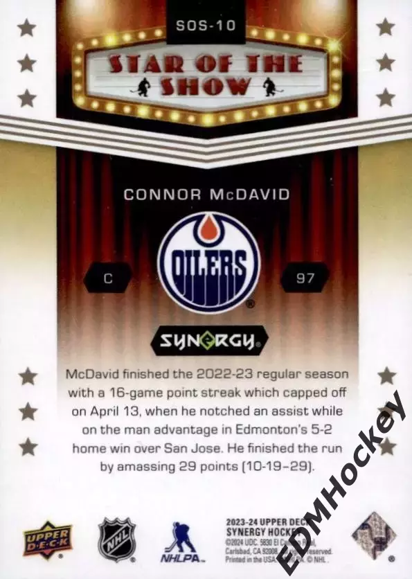 NHL. Connor McDavid (Edmonton Oilers / Star Of The Show) 1