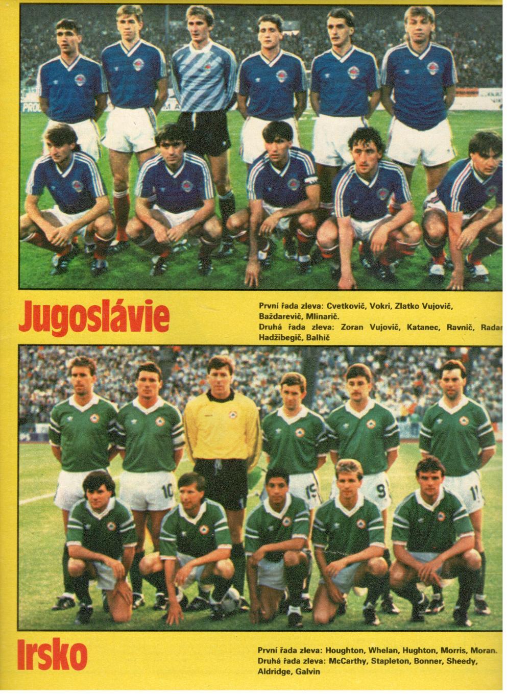 Участники чемпионата мира 1990. Югославия, Ирландия