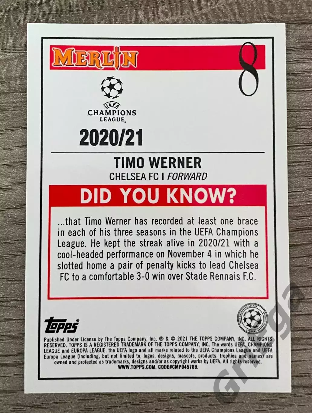 Карточка #8 Timo Werner Chelsea FC 1