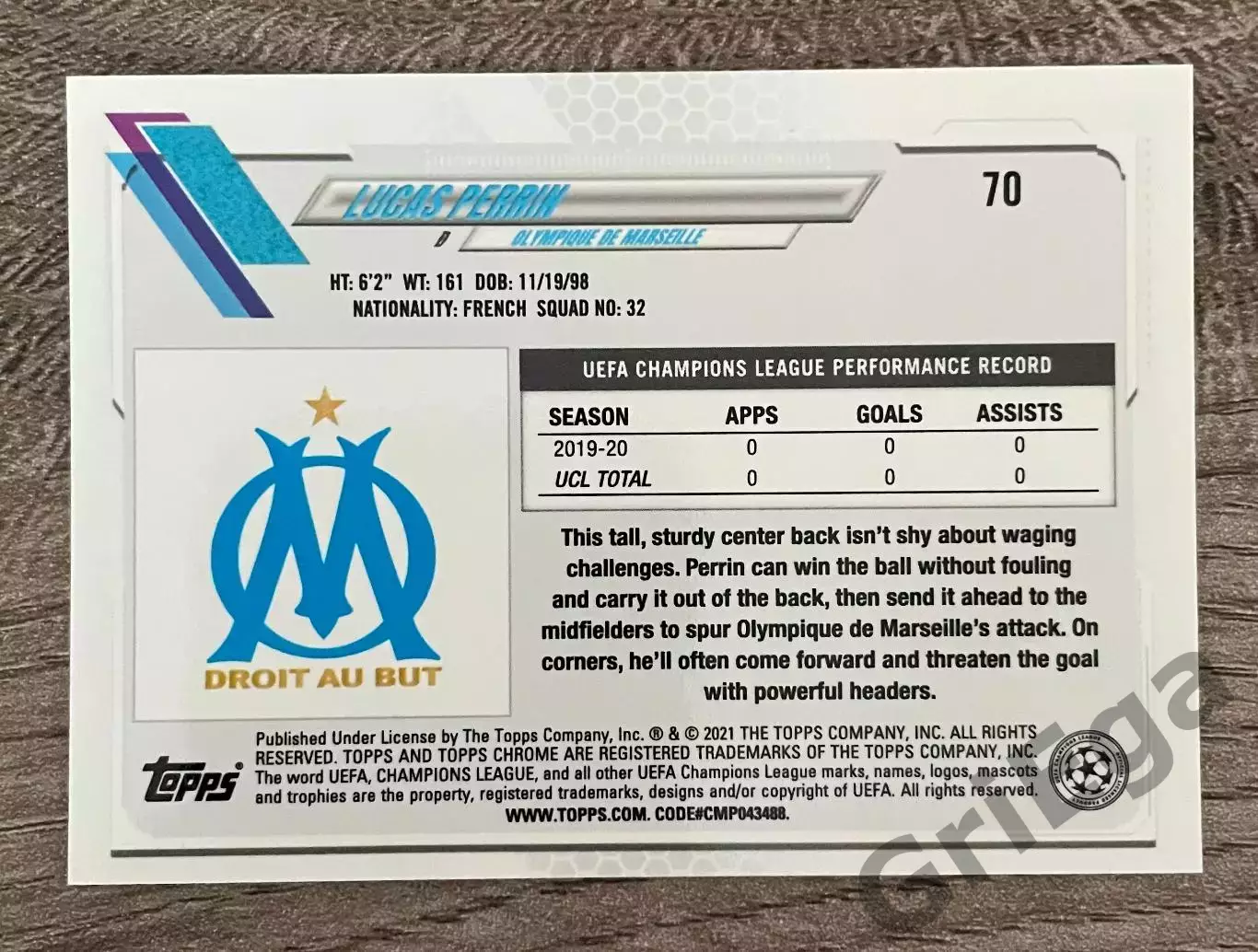 2020/21 TOPPS Chrome Lucas Perrin RC 1