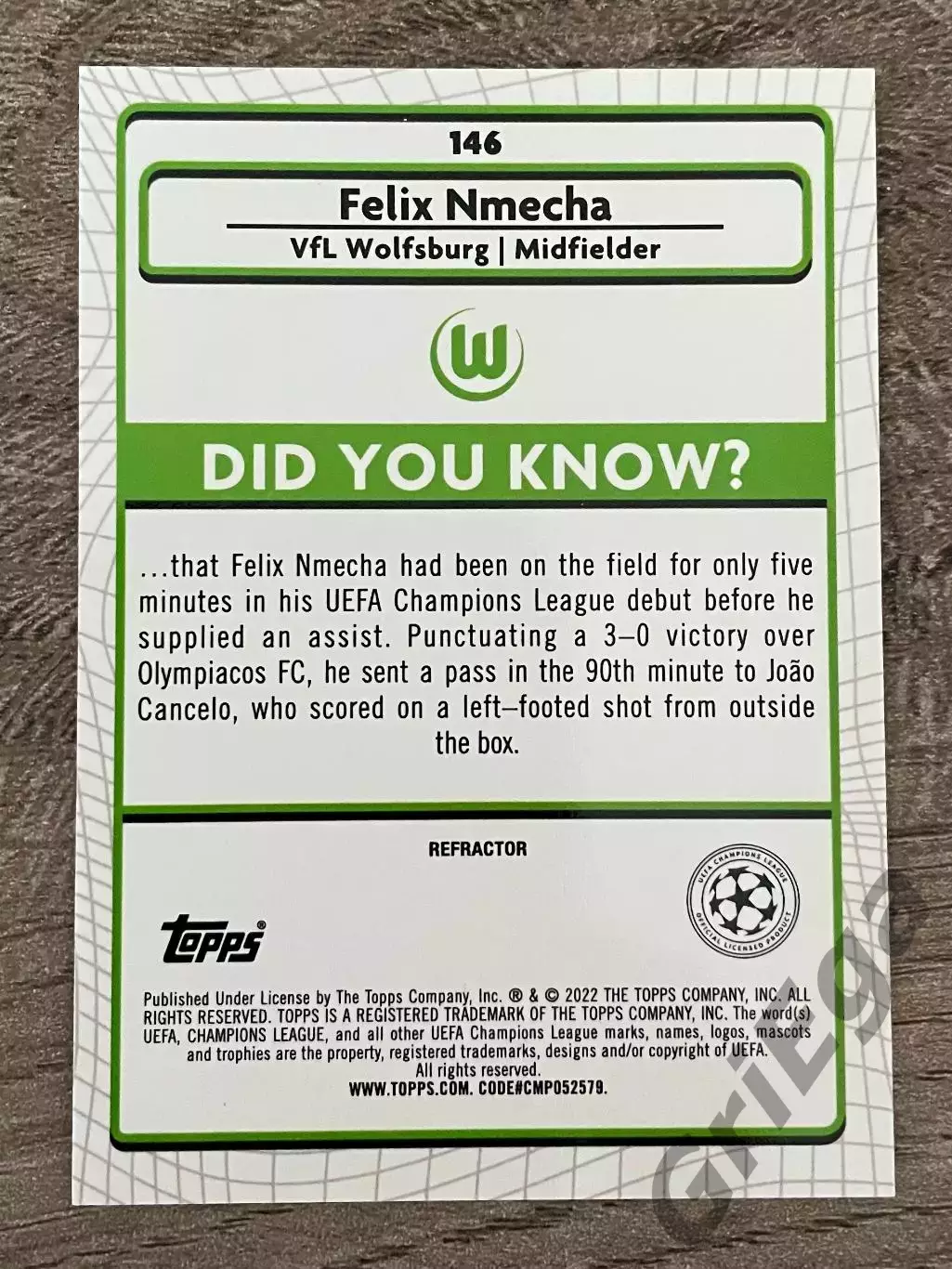 2021/22 Merlin Chrome #146 Felix Nmecha RC 1