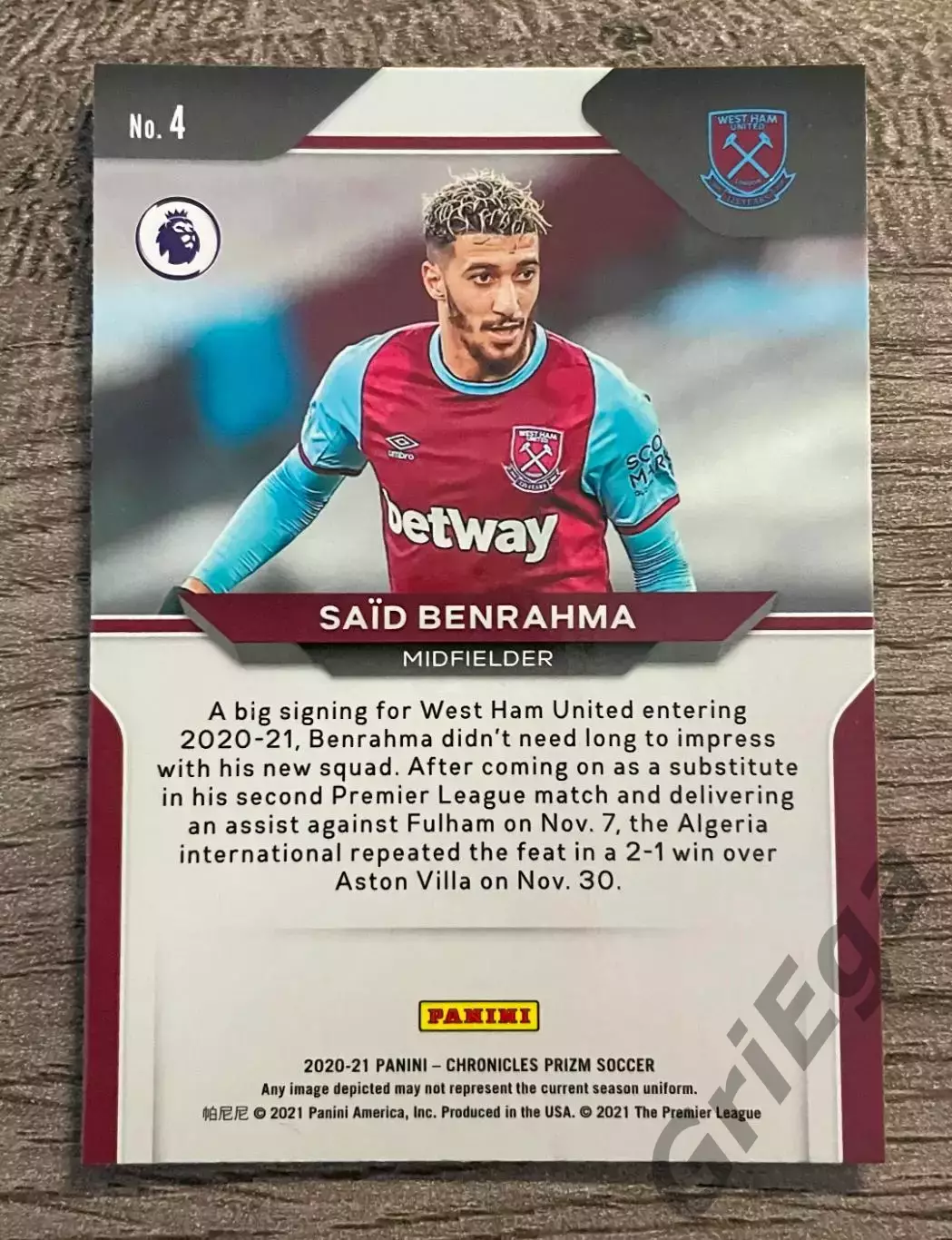 2020/21 PANINI Chronicles Soccer #4 Said Benrahma RC 1