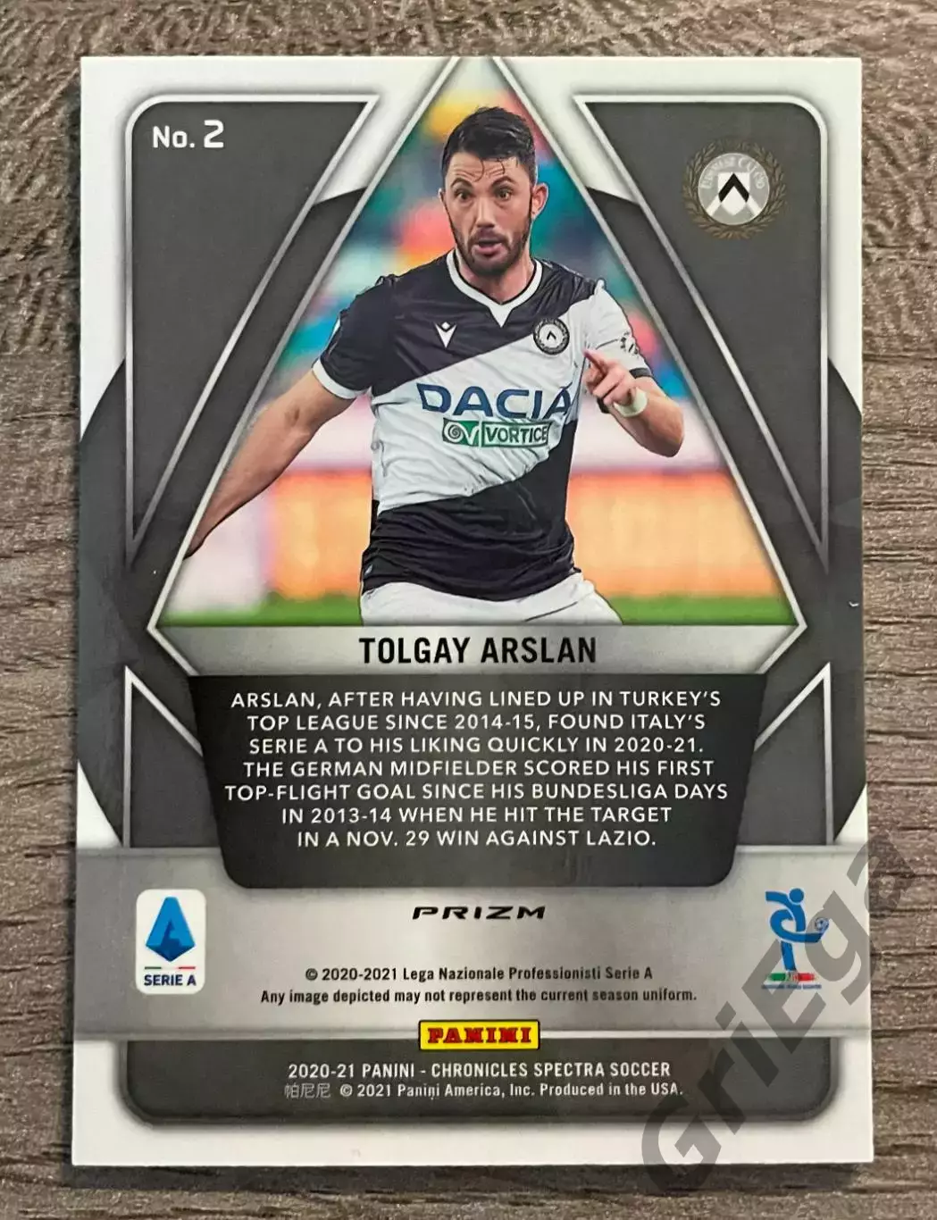 2020/21 PANINI Chronicles Soccer #2 Tolgay Arslan Udinese Calcio 1
