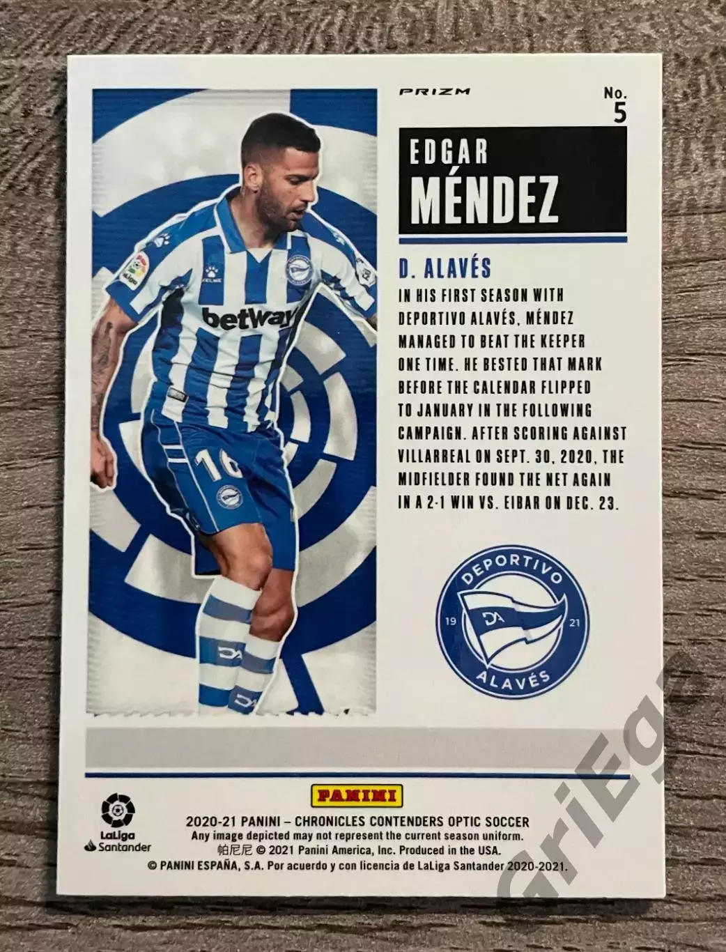 2020/21 PANINI Chronicles Soccer #5 Edgar Mendez RC 1