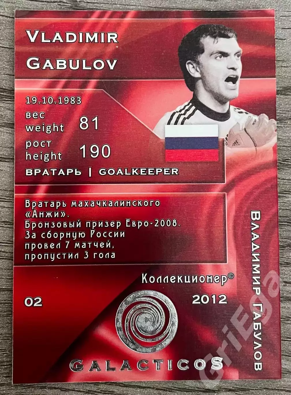 Карточка - Владимир Габулов (Сборная России) GalacticoS 2012 1
