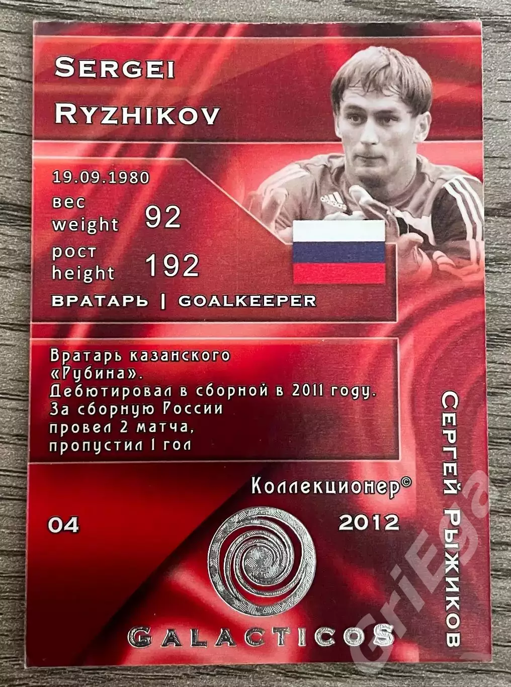 Карточка - Сергей Рыжиков (Сборная России) GalacticoS 2012 1