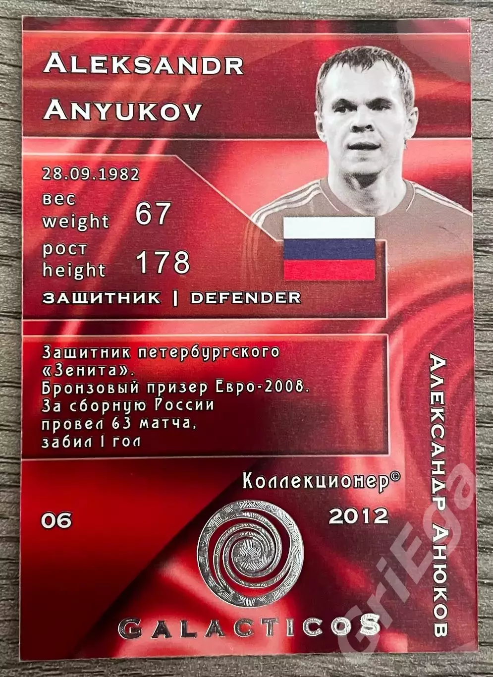 Карточка - Александр Анюков (Сборная России, Зенит) GalacticoS 2012 1