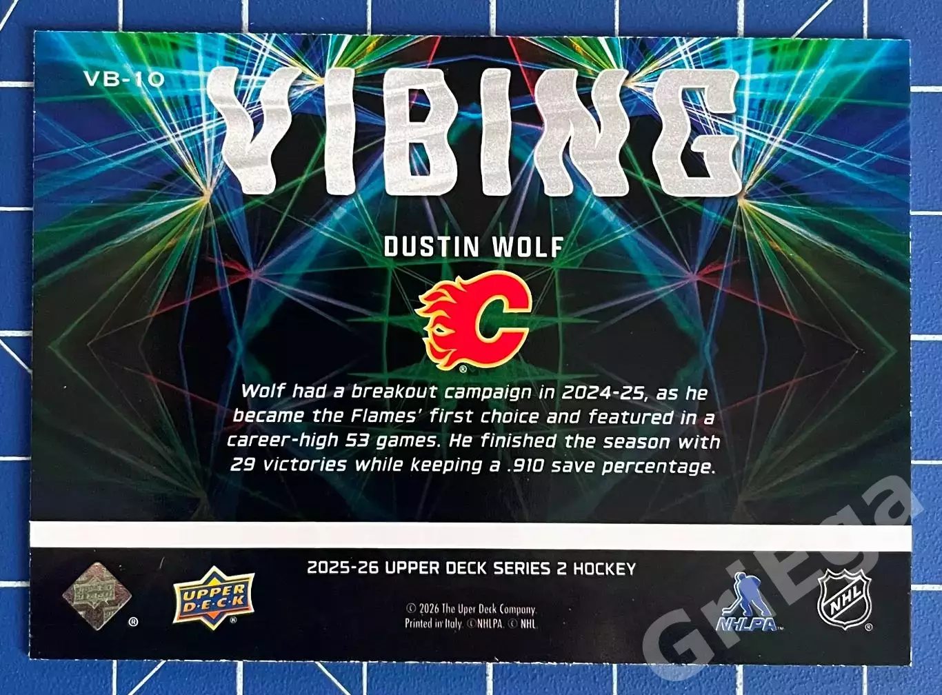 Хоккей. Карточка Dustin Wolf/Дастин Вольф (Calgary Flames/Калгари Флэймз) 1