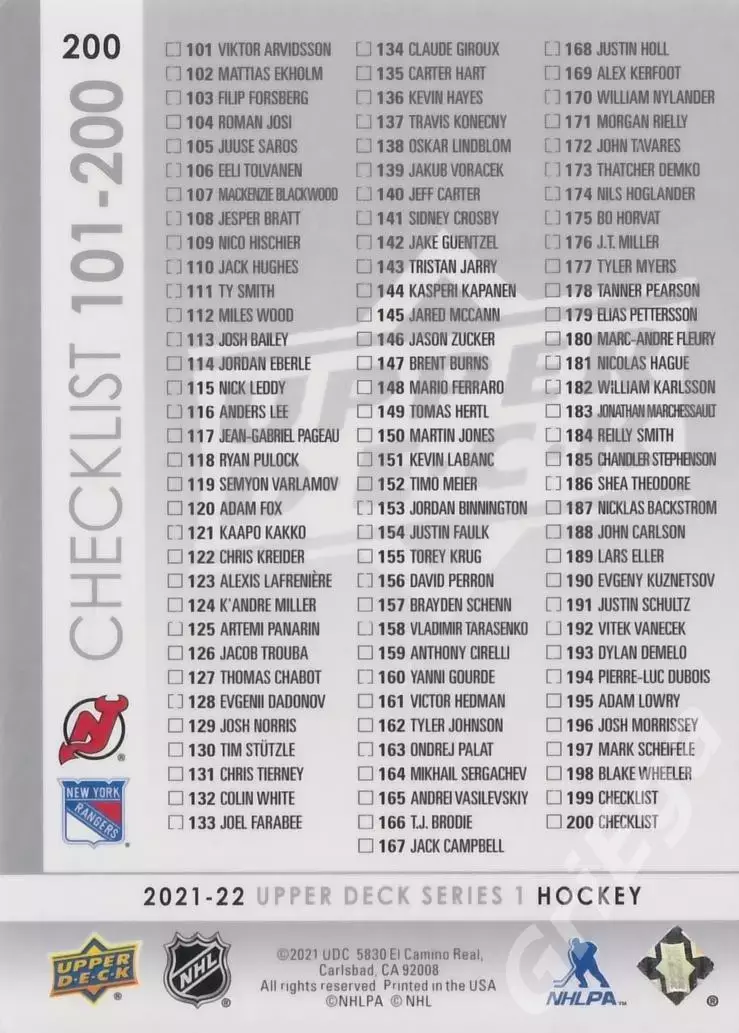 2021-22 Upper Deck #200 Jack Hughes/Alexis Lafreniere 1
