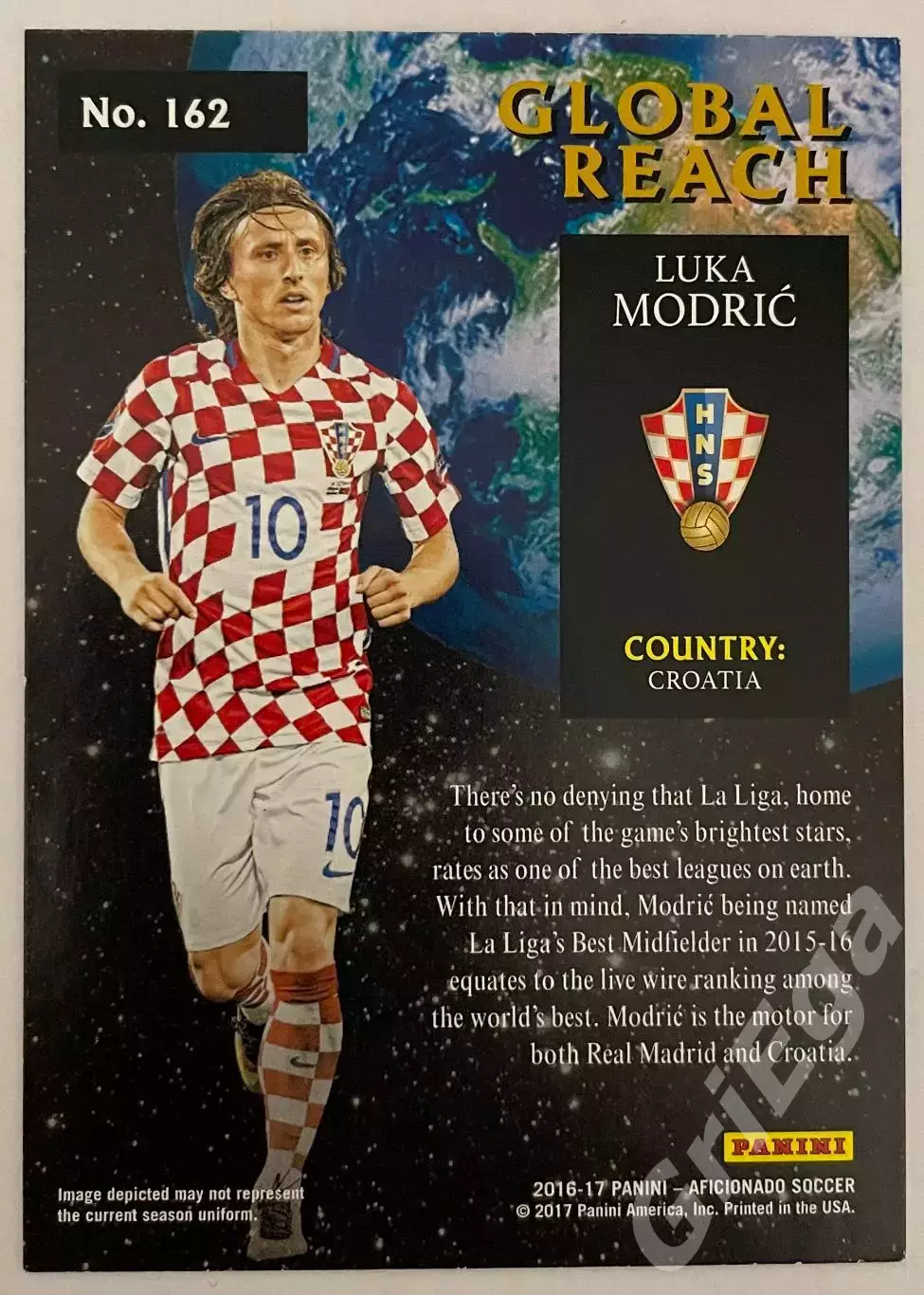 Футбол Карточка Luka Modric/Лука Модрич (Croatia/Хорватия) PANINI 2017 1