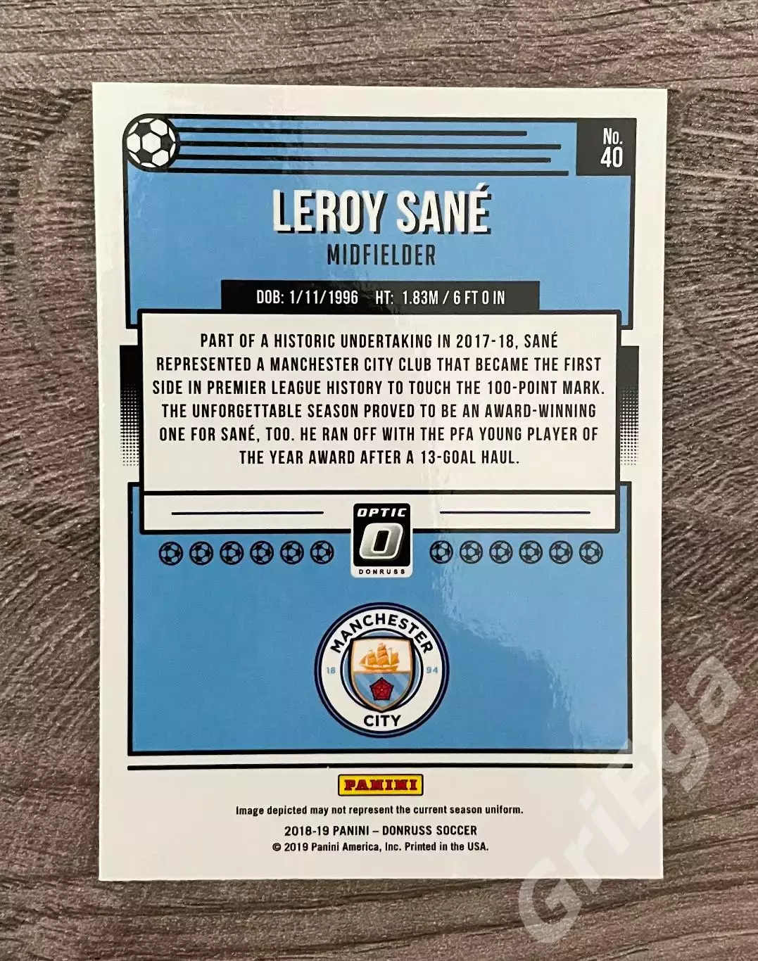 Футбол Карточка Leroy Sane/Лерой Зане (Manchester City/Манчестер Сити) 1