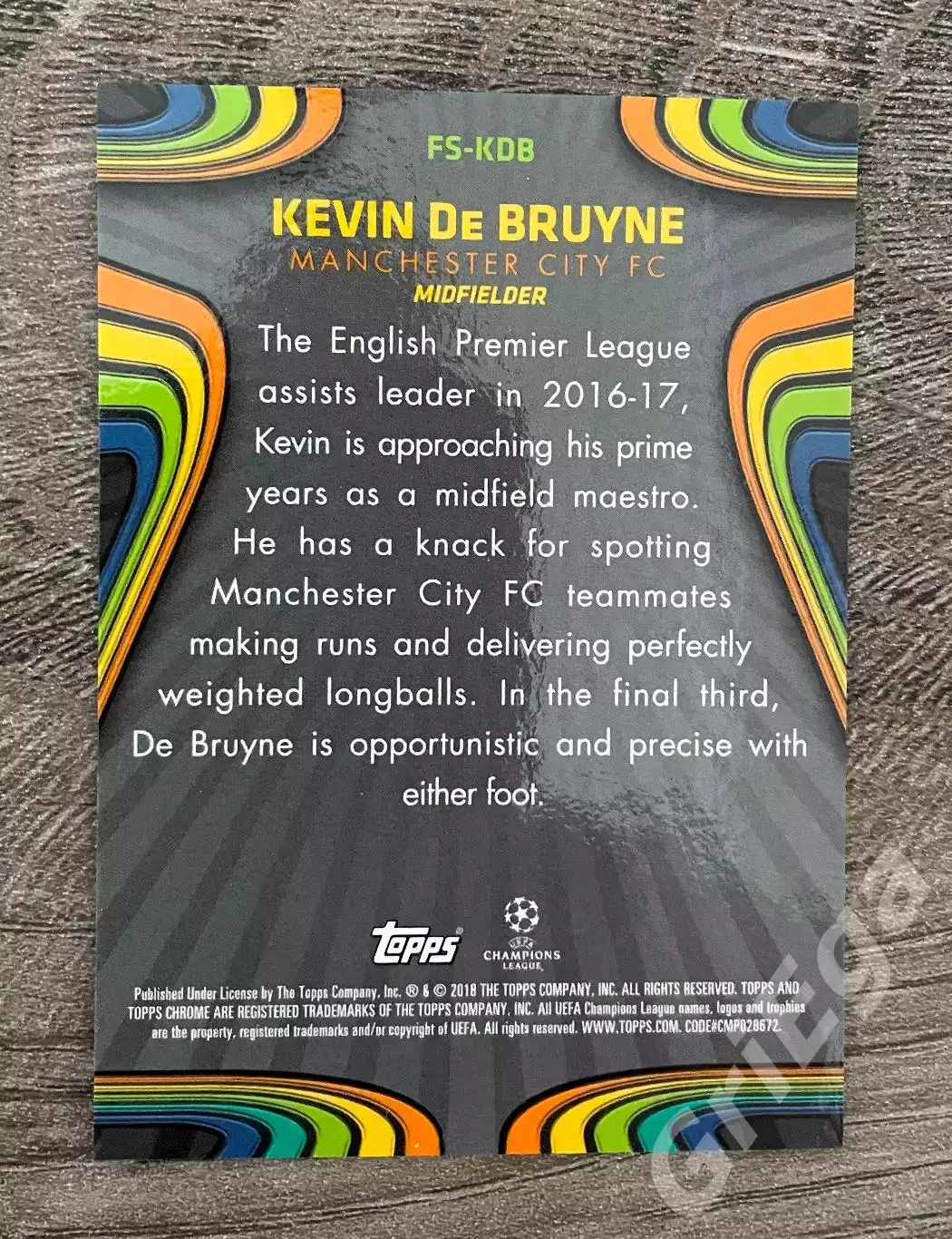Футбол карточка Кевин Де Брёйне/Kevin De Bruyne (Manchester City/Манчестер Сити) 1