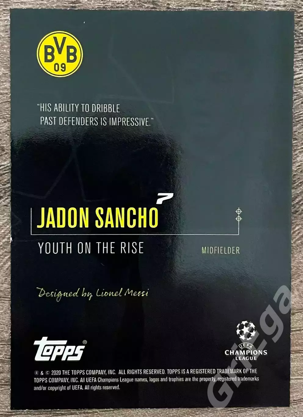 Футбол карточка Jadon Sancho/Джейдон Санчо (Borussia Dortmund) 1
