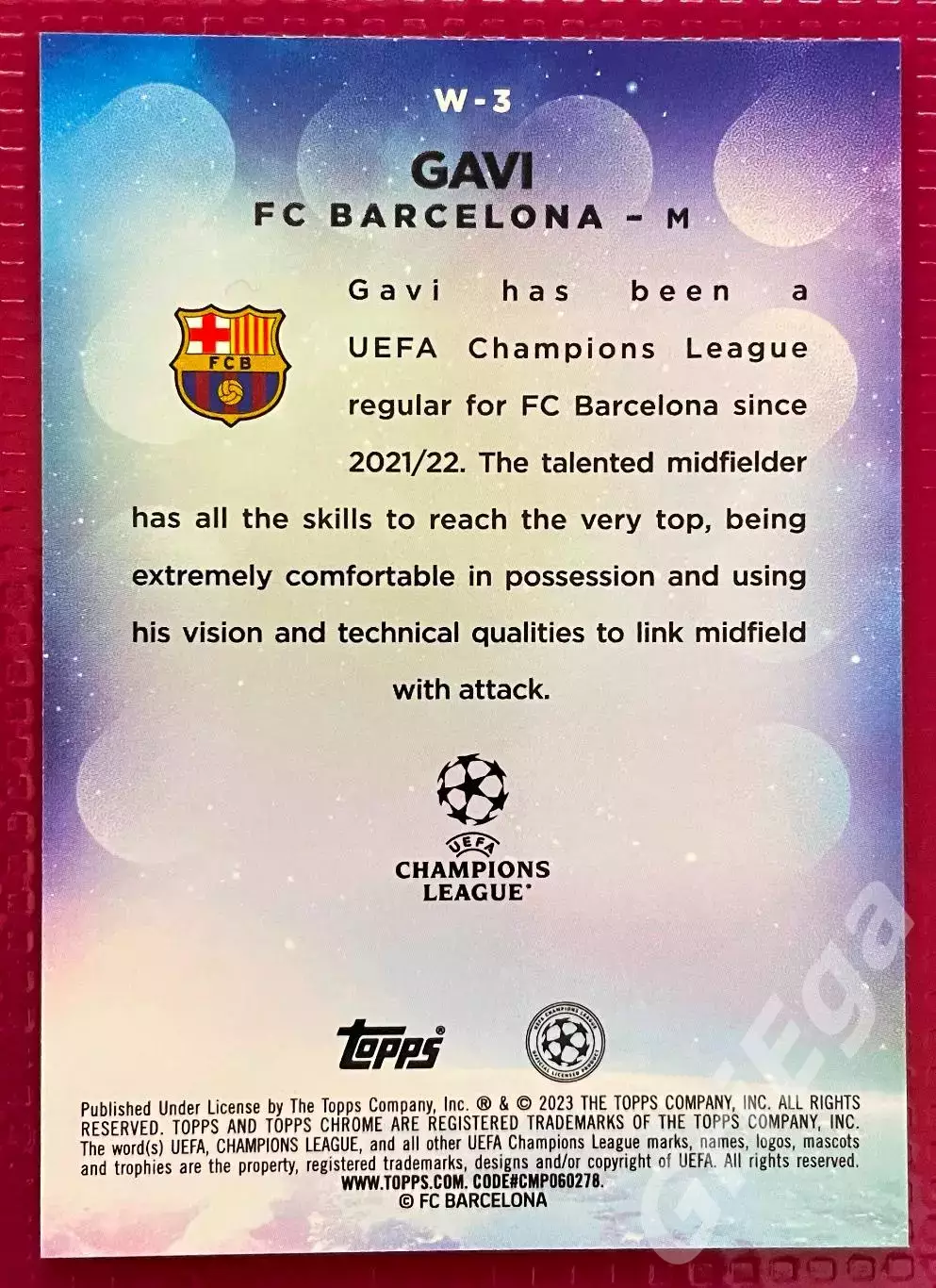 Футбол Карточка Gavi/Гави (Barcelona/Барселона) TOPPS Chrome 2022-23 1