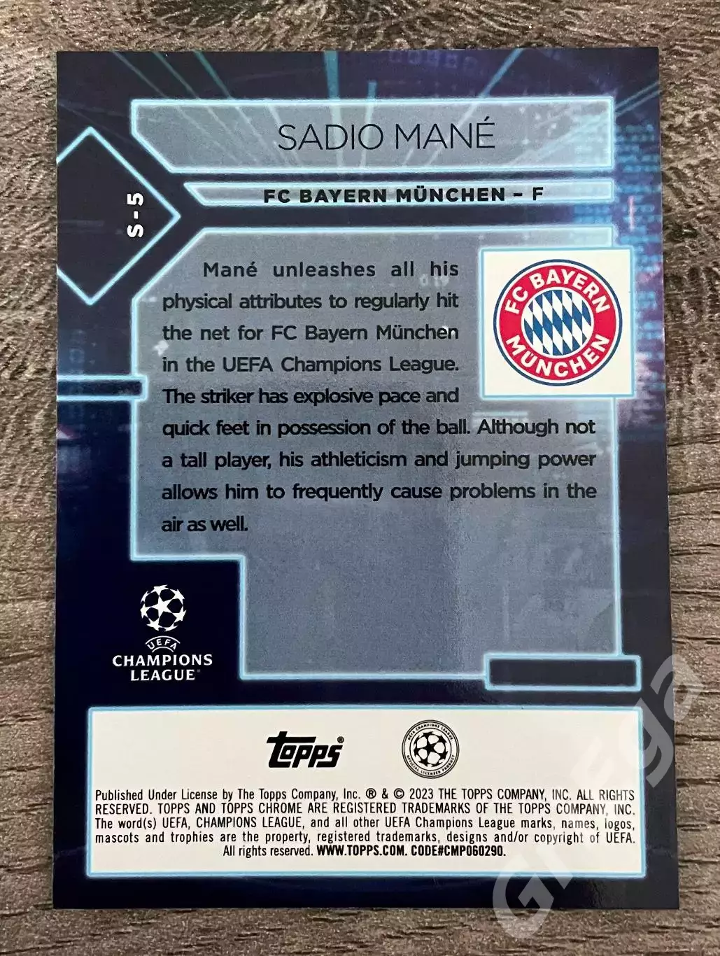 Футбол Карточка Sadio Mane/Садио Мане (Bayern/Бавария) TOPPS Chrome 2022-23 1