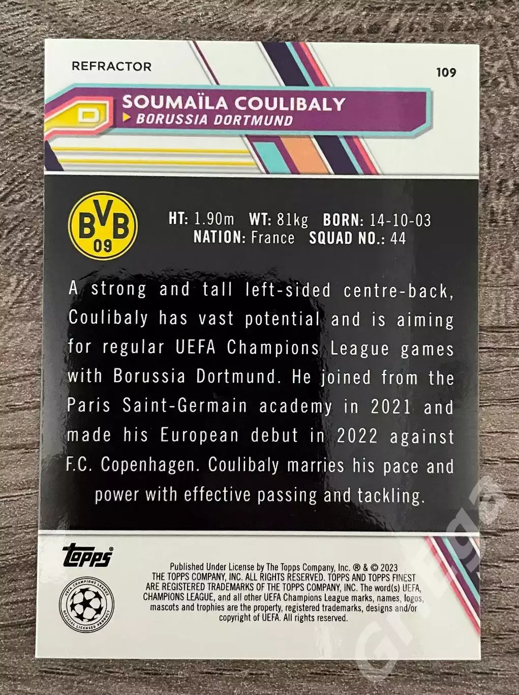 Футбол Карточка Soumaila Coulibaly/Сумаила Кулибали (Borussia Dortmund) 1