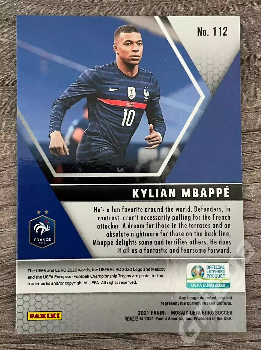 Футбол Карточка Kylian Mbappe/Килиан Мбаппе (France/Франция) Euro 2020 1