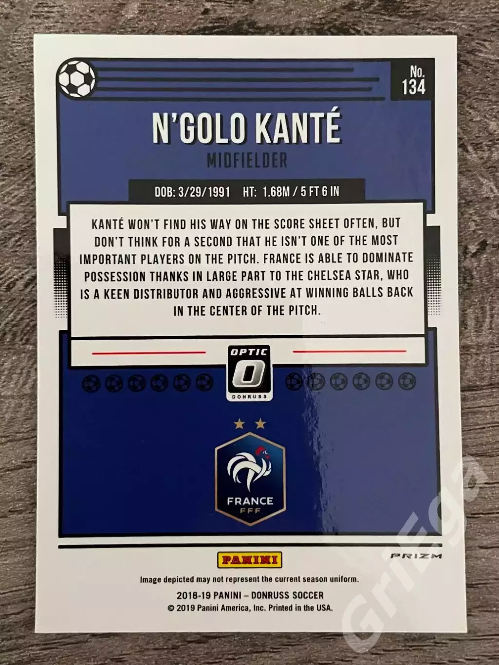 Футбол карточка N'Golo Kante/Н’Голо Канте (France/Франция) PANINI 2018-19 1