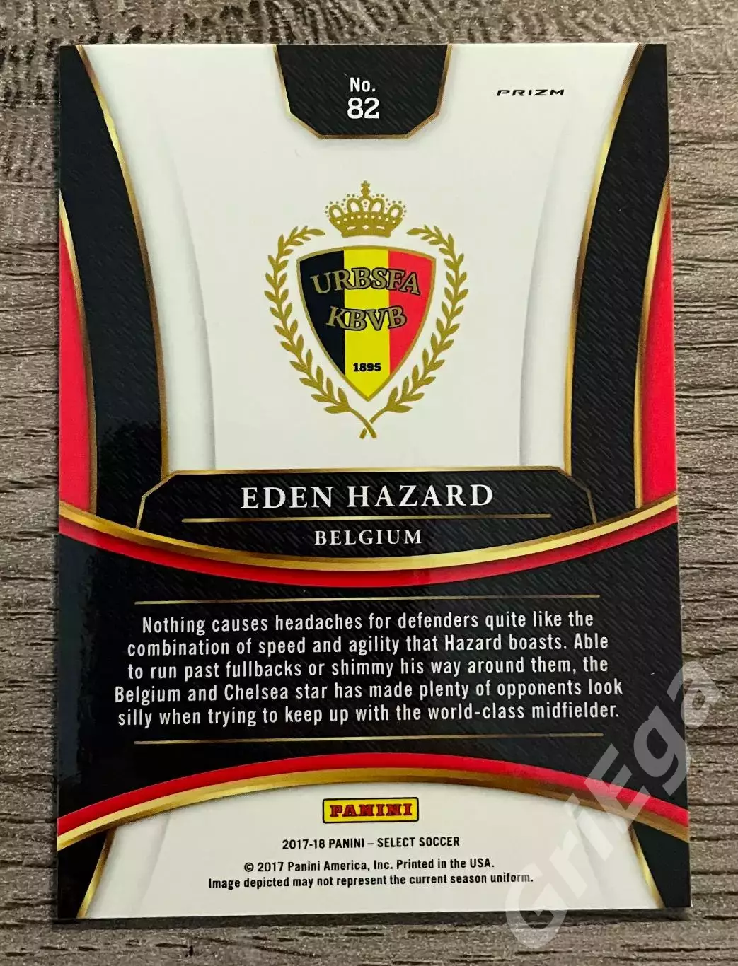 Футбол карточка Eden Hazard/Эден Азар (Belgium/Бельгия) PANINI Select 2017-18 1