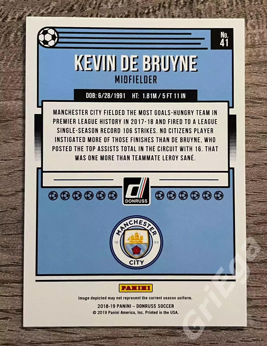 Футбол карточка Kevin De Bruyne/Кевин Де Брёйне (Manchester City/Манчестер Сити) 1
