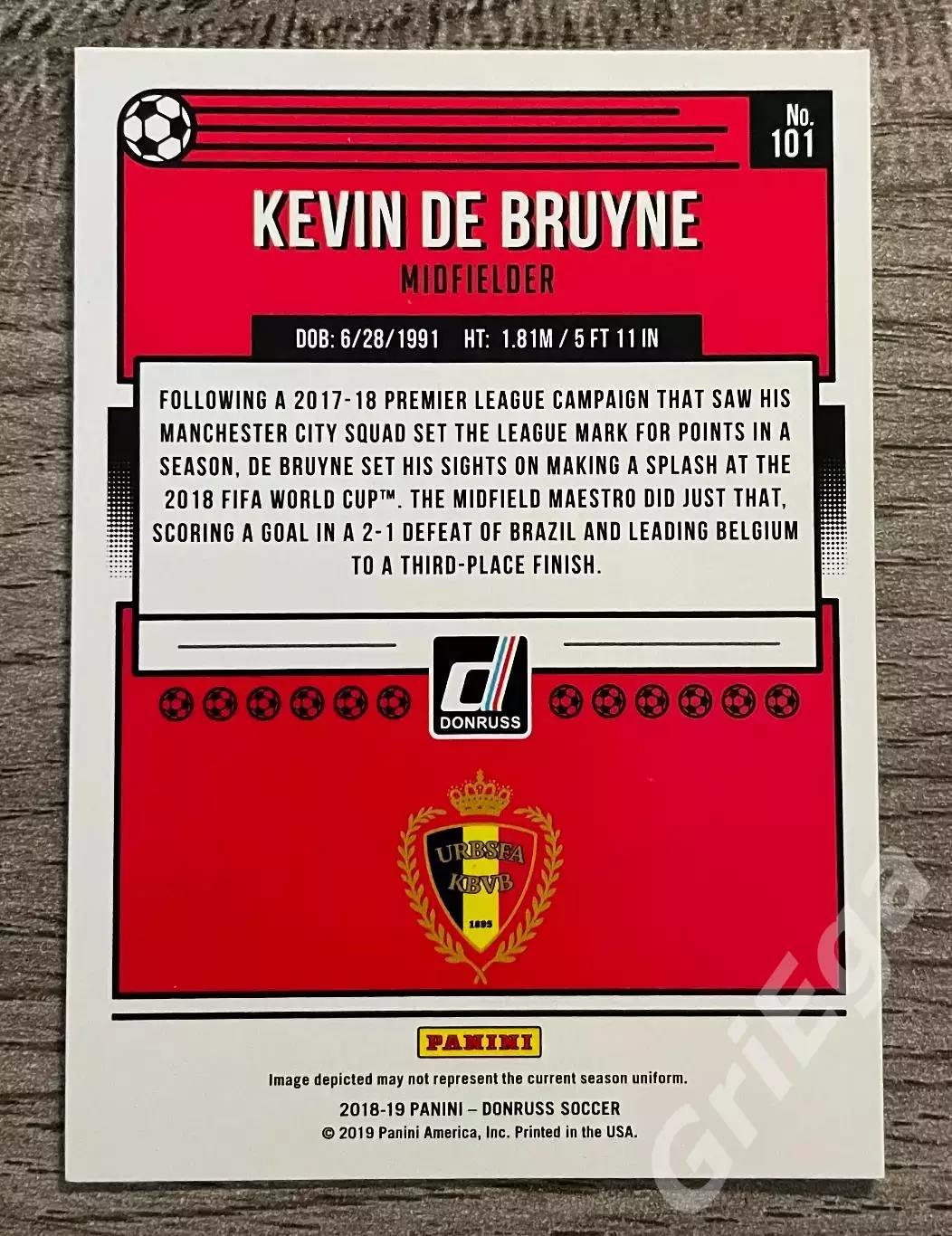 Футбол. Карточка Кевин Де Брёйне/Kevin De Bruyne (Belgium/Бельгия) PANINI 1